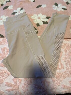 Victoria's Secret Taupe Mesh-Panel Leggings
